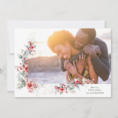 Cartes Pour Fêtes Annuelles Joyeux Noël Botanique Côté Wreath Photo (Devant)