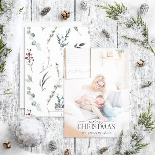 Cartes Pour Fêtes Annuelles Joyeux Noël Botanique d'hiver Noir Photo Vacances