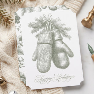Cartes Pour Fêtes Annuelles Joyeux Noël Botanique d'Hiver Vert Vintage