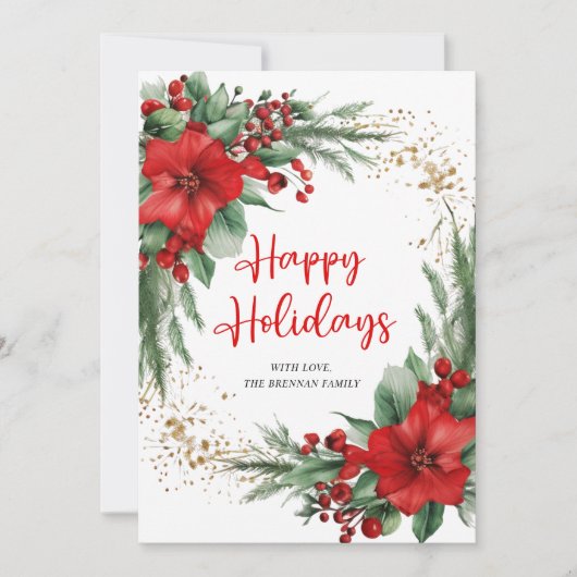 Cartes Pour Fêtes Annuelles Joyeux Noël Botanique Élégant Festif (Devant)