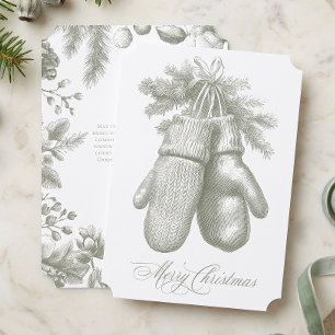 Cartes Pour Fêtes Annuelles Joyeux Noël botanique hivernal vert vintage