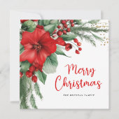 Cartes Pour Fêtes Annuelles Joyeux Noël botanique rouge (Devant)