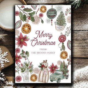 Cartes Pour Fêtes Annuelles Joyeux Noël Botanique Rustique Fêtes