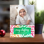 Cartes Pour Fêtes Annuelles Joyeux Noël Botanique Teery Tee Dye - Photo<br><div class="desc">Ajoutez une photo de famille à ce colorant à cravate clair et gai botanique design non traditionnel. Cela peut être utilisé pour n'importe quel salut de Noël - fêtes heureuses, Bonnes Fêtes et plus encore. L'avant comprend une photo avec une police de script tendance. L'arrière - plan comprend un motif...</div>