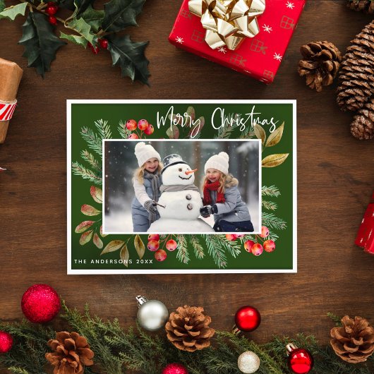 Cartes Pour Fêtes Annuelles Joyeux Noël botanique vert