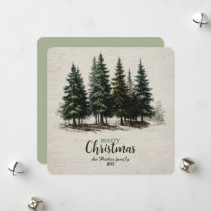 Cartes Pour Fêtes Annuelles Joyeux Noël botanique vintage pinède