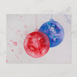 Cartes Pour Fêtes Annuelles Joyeux Noël, boules de Noël aquarelle