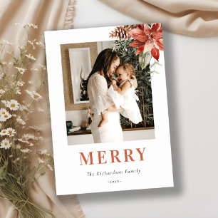 Cartes Pour Fêtes Annuelles Joyeux Noël Bouquet de Poinsettia Photo Aquarelle
