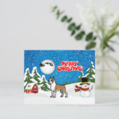Cartes Pour Fêtes Annuelles Joyeux Noël Boxe Avec Un Snowman Et Père Noël (Debout devant)