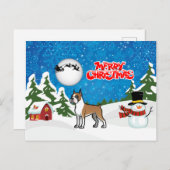 Cartes Pour Fêtes Annuelles Joyeux Noël Boxe Avec Un Snowman Et Père Noël (Devant / Derrière)