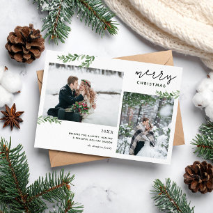 Cartes Pour Fêtes Annuelles Joyeux Noël   Branches vertes 2 Photo