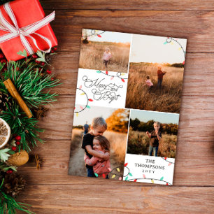 Cartes Pour Fêtes Annuelles Joyeux Noël brillant 4 Photos