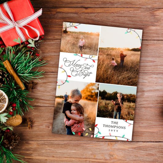 Cartes Pour Fêtes Annuelles Joyeux Noël brillant 4 Photos