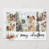 Cartes Pour Fêtes Annuelles Joyeux Noël Brochure Script Red Berry Voiture de v (Devant)