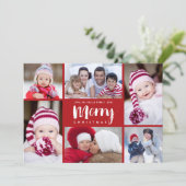 Cartes Pour Fêtes Annuelles Joyeux Noël Brosse Script Photo moderne Collage (Debout devant)