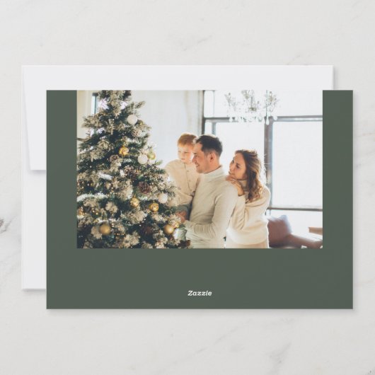 Cartes Pour Fêtes Annuelles Joyeux Noël Brush Script photo vert (Dos)