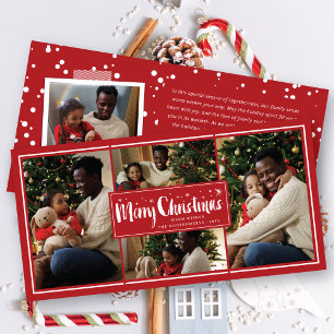 Cartes Pour Fêtes Annuelles Joyeux Noël Brush Script Stars 4 Photo Collage