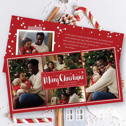 Cartes Pour Fêtes Annuelles Joyeux Noël Brush Script Stars 4 Photo Collage