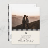 Cartes Pour Fêtes Annuelles Joyeux Noël Buffalo Plaid Gris Save the Date (Devant / Derrière)