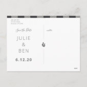 Cartes Pour Fêtes Annuelles Joyeux Noël Buffalo Plaid Gris Save the Date (Dos)