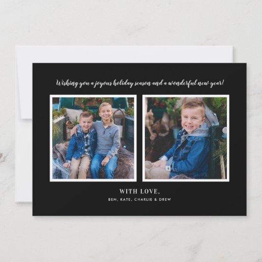 Cartes Pour Fêtes Annuelles Joyeux Noël Buffle vert Plaid Photo (Dos)