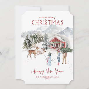 Cartes Pour Fêtes Annuelles Joyeux Noël Cabane rustique confortable