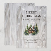 Cartes Pour Fêtes Annuelles Joyeux Noël Cabine Russe Bois Snowflake (Devant / Derrière)