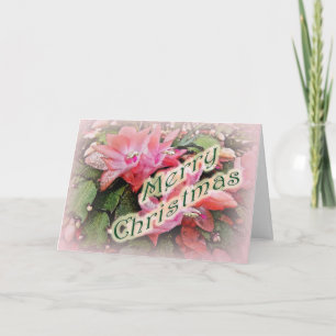 Cartes Pour Fêtes Annuelles Joyeux Noël Cactus Fleurs