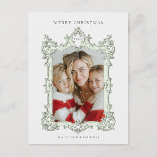 Cartes Pour Fêtes Annuelles Joyeux Noël Cadre Élégant Vintage Vert