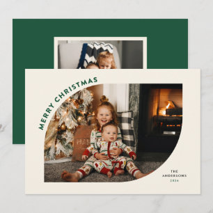 Cartes Pour Fêtes Annuelles Joyeux Noël Cadre Moderne Lettres Vertes