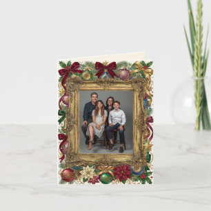 Cartes Pour Fêtes Annuelles Joyeux Noël Cadre Photo en Or