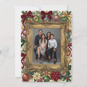 Cartes Pour Fêtes Annuelles Joyeux Noël Cadre Photo en Or