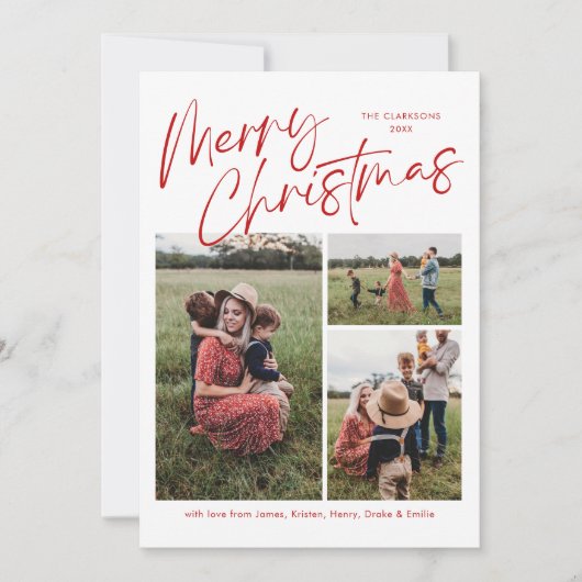 Cartes Pour Fêtes Annuelles Joyeux Noël Calligraphie Script 3 Photo Plaid (Devant)