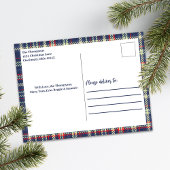 Cartes Pour Fêtes Annuelles Joyeux Noël Calligraphie Script Navy Blue Plaid