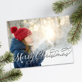 Cartes Pour Fêtes Annuelles Joyeux Noël Calligraphie Script Navy Blue Plaid