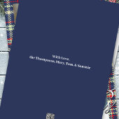 Cartes Pour Fêtes Annuelles Joyeux Noël Calligraphie Script Navy Blue Plaid