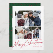 Cartes Pour Fêtes Annuelles Joyeux Noël Calligraphie Script Simple 4 Photo (Devant / Derrière)