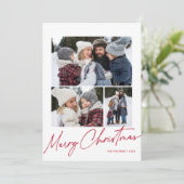 Cartes Pour Fêtes Annuelles Joyeux Noël Calligraphie Script Simple 4 Photo (Debout devant)