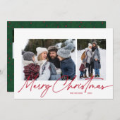 Cartes Pour Fêtes Annuelles Joyeux Noël Calligraphie Script Simple 4 Photo (Devant / Derrière)