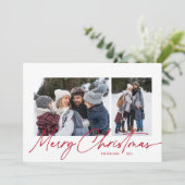 Cartes Pour Fêtes Annuelles Joyeux Noël Calligraphie Script Simple 4 Photo (Debout devant)