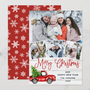 Cartes Pour Fêtes Annuelles Joyeux Noël Camion de ferme rouge 4 Photo