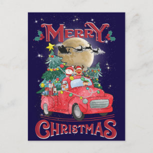 Cartes Pour Fêtes Annuelles Joyeux Noël Camion Santa Rouge Vintage