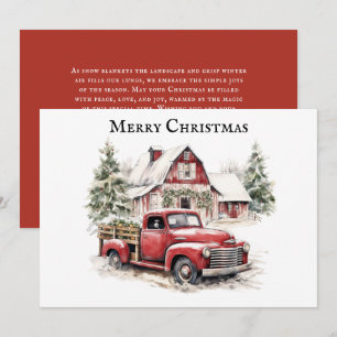Cartes Pour Fêtes Annuelles Joyeux Noël Camion Vintage Neige Pins