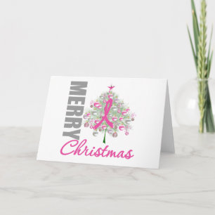 Cartes Pour Fêtes Annuelles Joyeux Noël Cancer du Sein Pink Ribbon Wreath