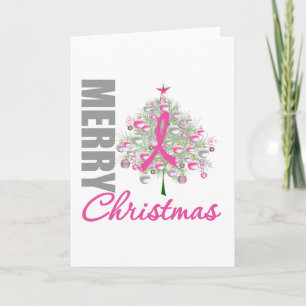 Cartes Pour Fêtes Annuelles Joyeux Noël Cancer du Sein Pink Ribbon Wreath