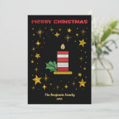 Cartes Pour Fêtes Annuelles Joyeux Noël Candle Stars Parties scintillant Éléga (Debout devant)