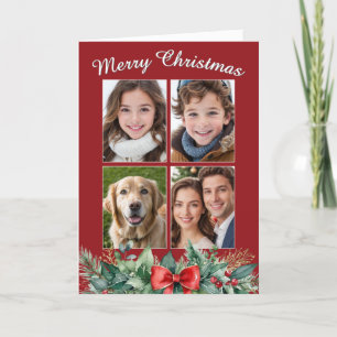 Cartes Pour Fêtes Annuelles Joyeux Noël Canneberge Rouge 4 Photos Collage