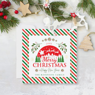 Cartes Pour Fêtes Annuelles Joyeux Noël Cannelle Bonbon Menthe Poivrée Rouge &