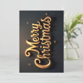 Cartes Pour Fêtes Annuelles "Joyeux Noël" caractères dorés en anglais (Debout devant)