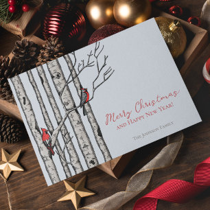 Cartes Pour Fêtes Annuelles Joyeux Noël Cardinals Branches de bijoux Photo